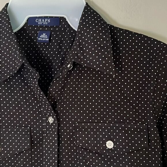 Chaps polkadot blouse button up down shirt top - Picture 6 of 9